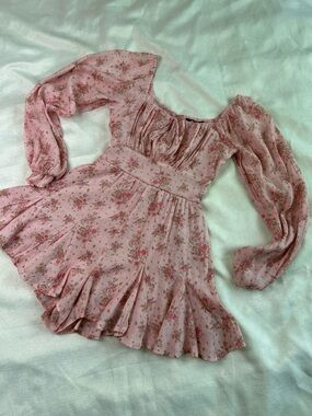 Trixxi Pink Floral Long Sleeve Romper Size XS
